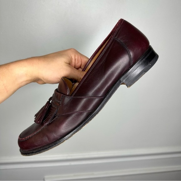 Magnanni Maroon Leather Slip On Tassel Loafers Mens 9 WIDE main image 5